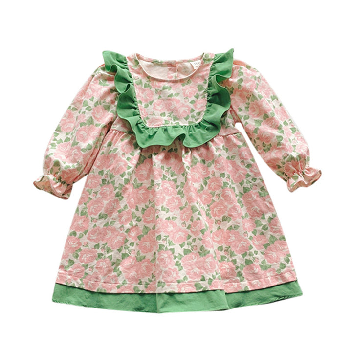 Pige Floral Ruffle Langærmet Kjole Stilla