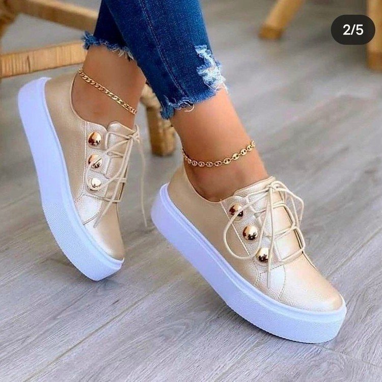 Dame sneakers med luksuriøse gulddetaljer og skridsikker sål Stilla