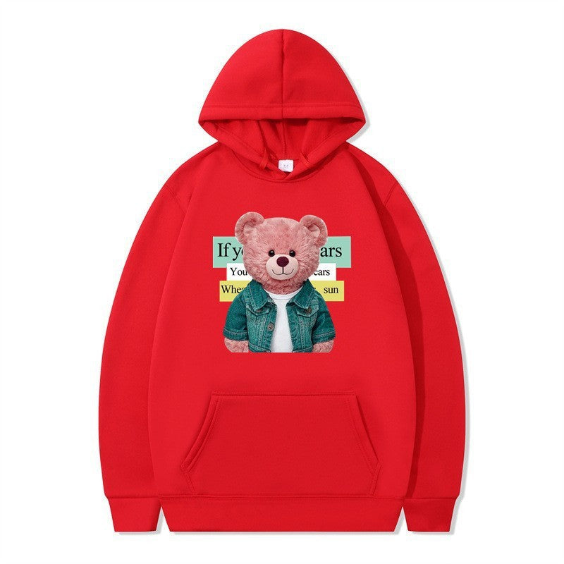 Women Hoodie med sødt bjørnemotiv Skovae