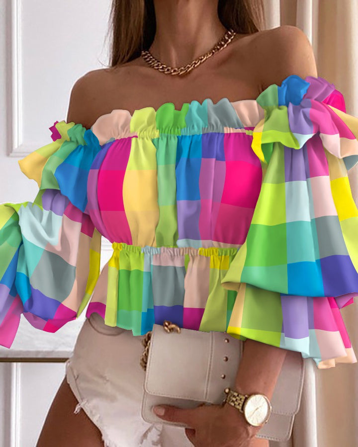 Kvinder Off-Shoulder Blomster Peplum Top Stilla