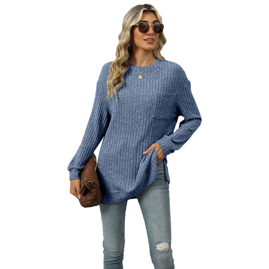 Dame Stor, ribbet sweater med sideslidser Stilla