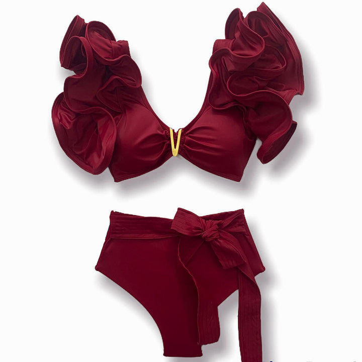Dame bikini sæt med flæser og høj talje Stilla