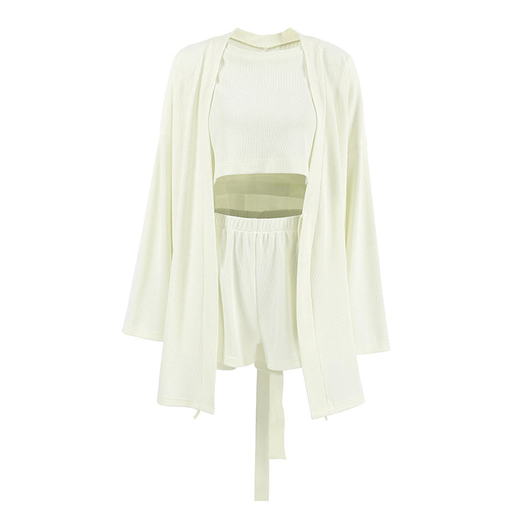 Dame afslappet lounge-sæt med let kimono og behagelige shorts Stilla