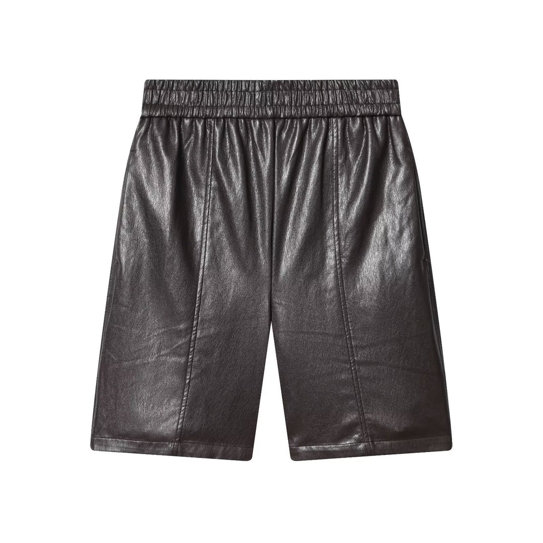 Dame Kunstlæder Shorts med elastisk linning og modige detaljer Skovae