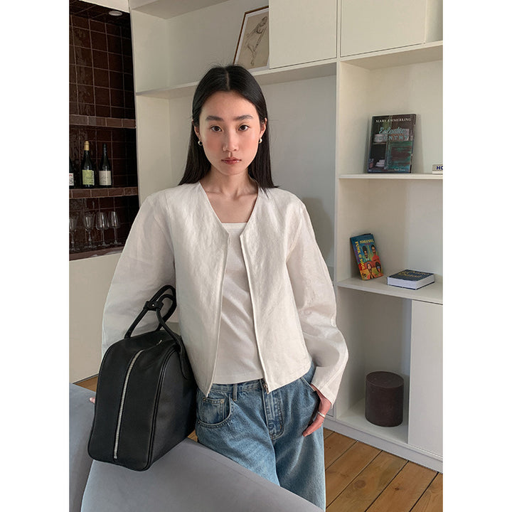 Damer cropped blazer med raffineret V-udskæring og skjult lynlås Stilla