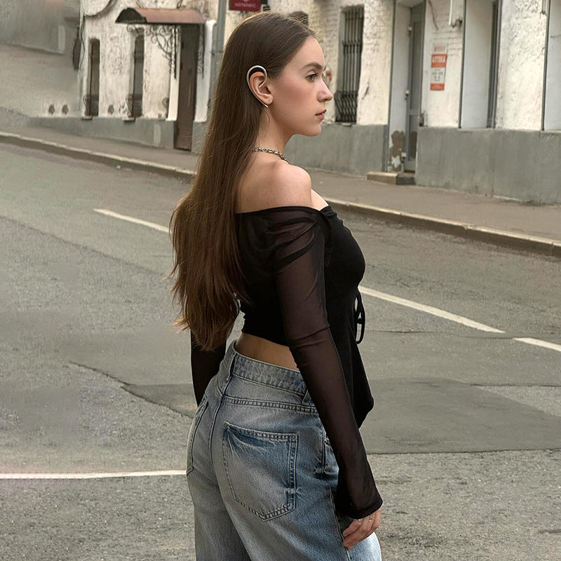 Femme Sheer Langærmet Peplum Skjorte Stilla