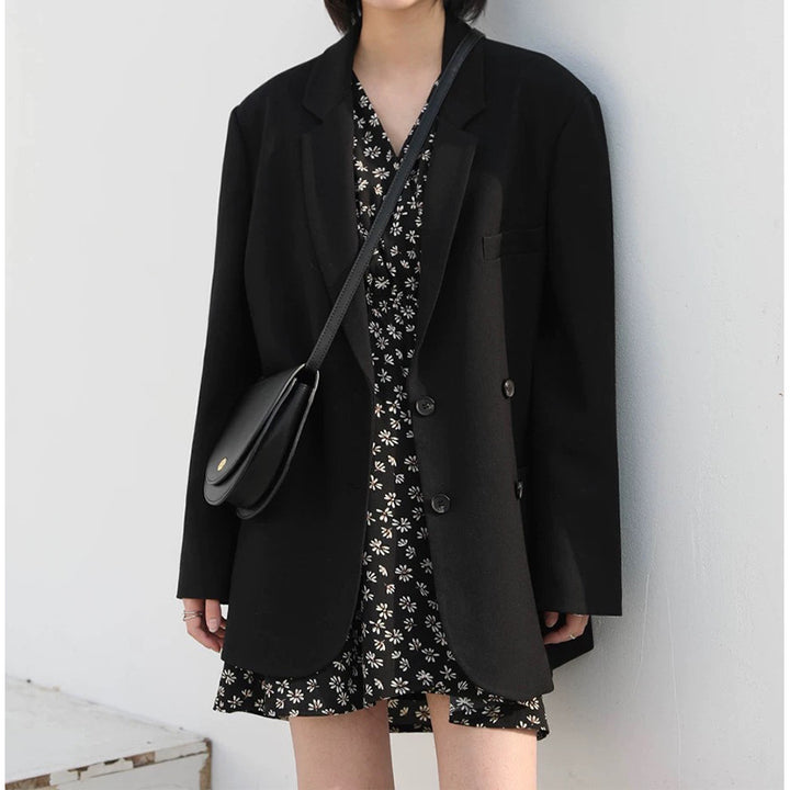 Dame elegant oversized Blazer med dobbelt knaplukning og struktureret design Stilla