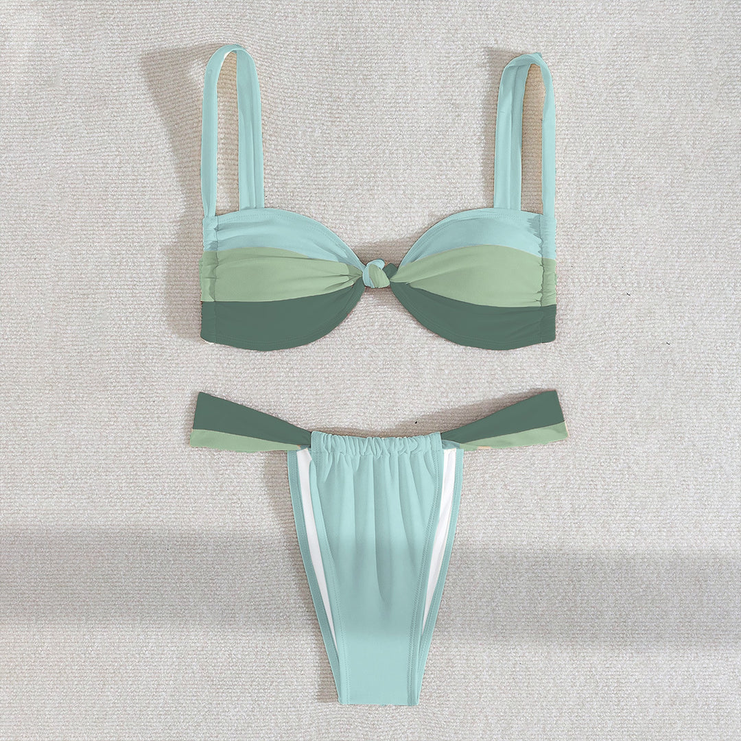 Dame trekant bikini med elastisk talje og moderigtig knude design Skovae