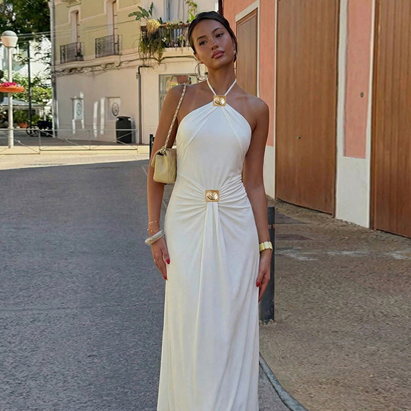 Dame Elegant Wickeldress med raffineret Halterneck Skovae