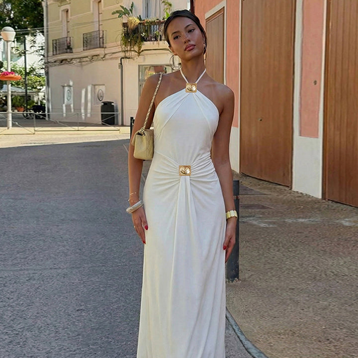 Dame Elegant Wickeldress med raffineret Halterneck Skovae