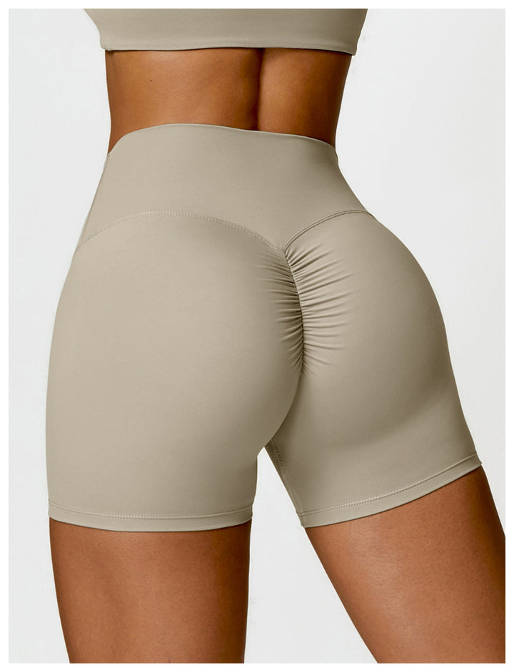 Stilla | Talje Børstet Yoga Shorts Mave Kontraherende Fersken Hip Raise Slim Fit Løbe Fitness Bukser