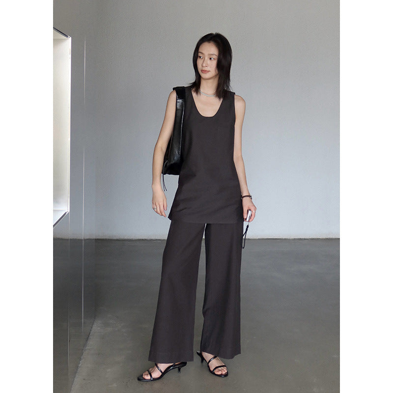 Dame bred bomulds-culotte med elastisk linning og sidelommer Stilla
