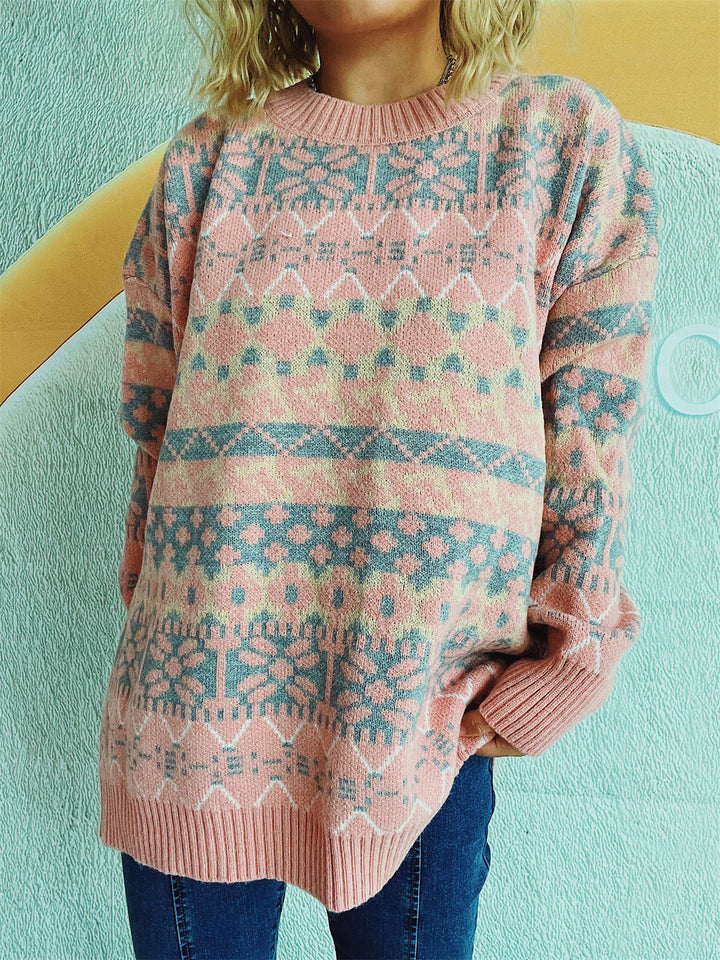 Kvinder komfortabel sweater med traditionelt norsk mønster og afslappet snit Stilla
