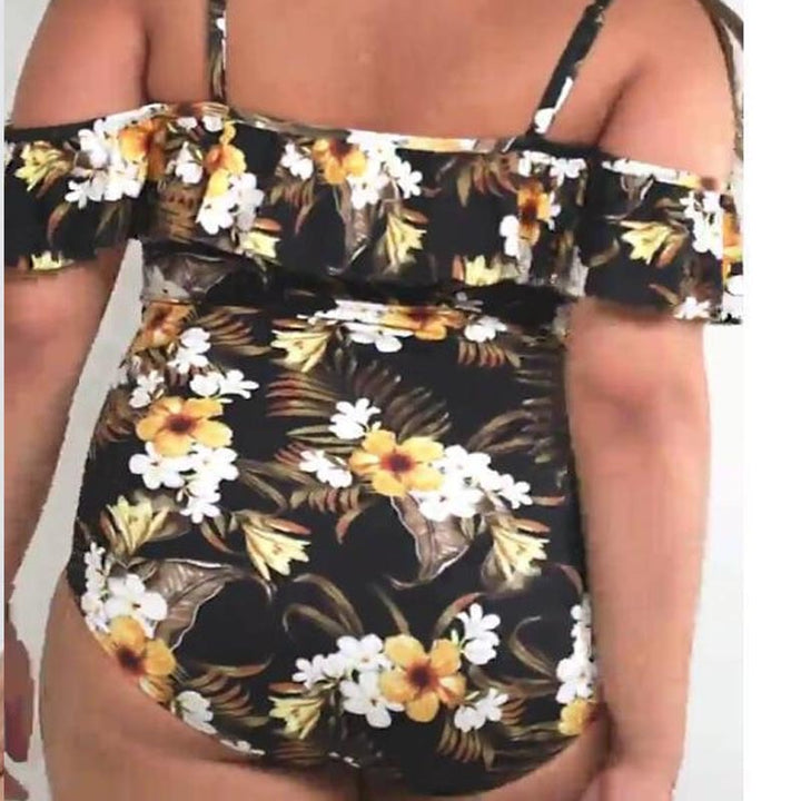 Dame Off-Shoulder Énslags Badebadedragt med Flæse detaljer Skovae