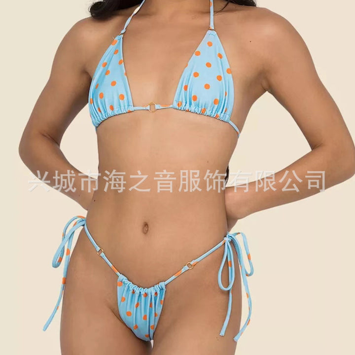 Dame triangel-bikini med legende prikdesign skovae