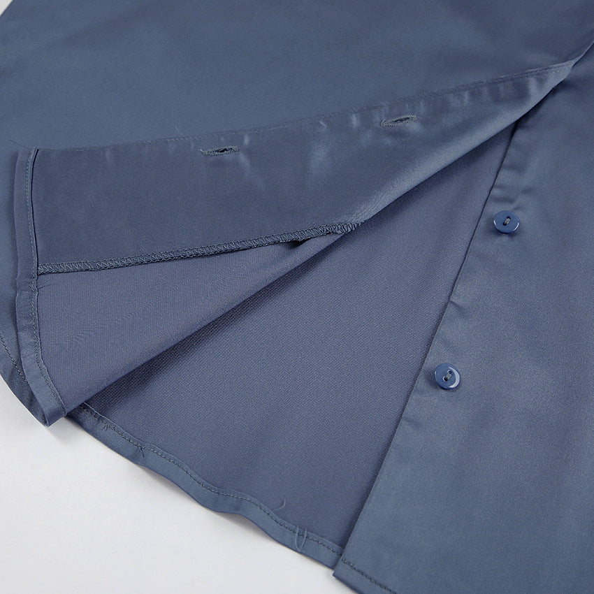 Dame Satin Ensemble med oversized bluse og brede bukser Stilla