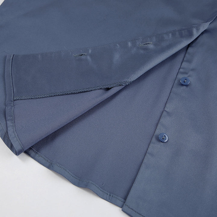 Dame Satin Ensemble med oversized bluse og brede bukser Stilla