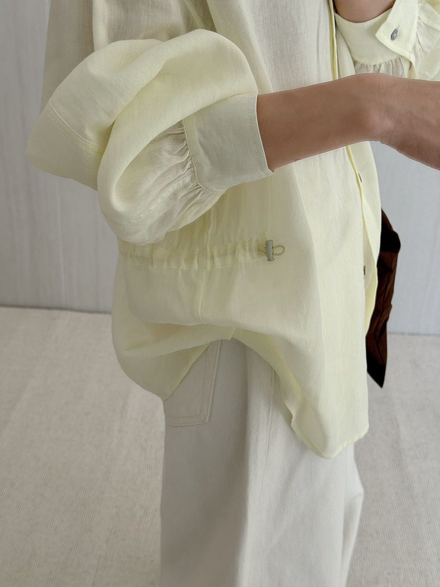 Dame Oversized Skjorte bluse i åndbart stof med stilfuld krave Stilla
