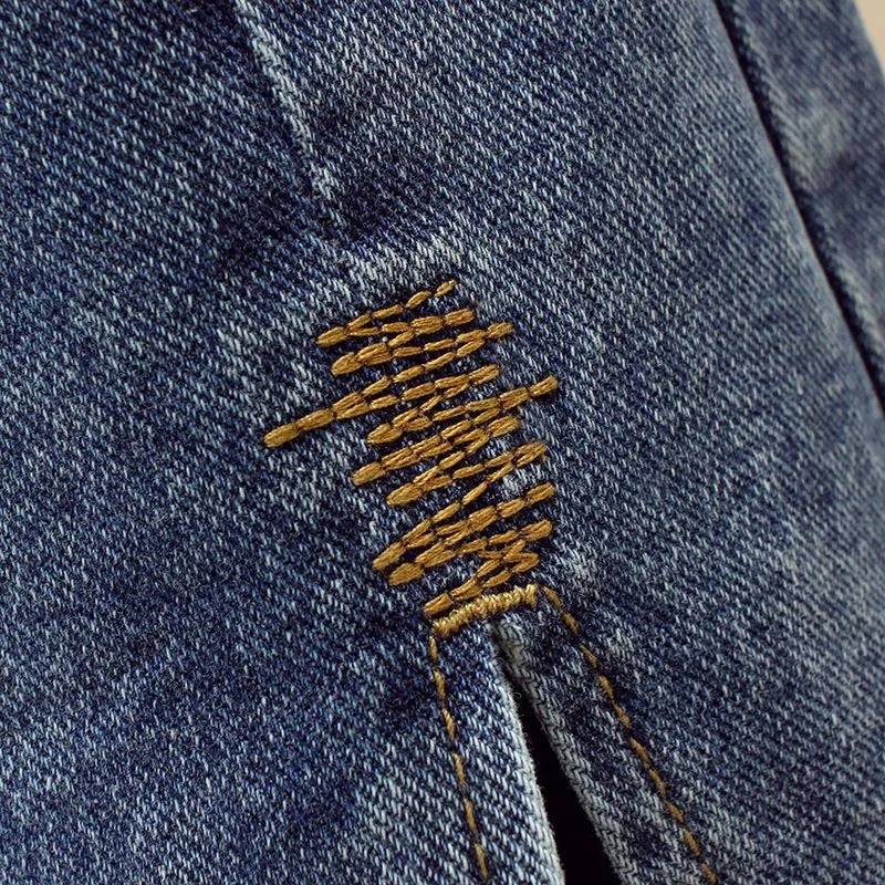 Kvindernes denim maxi nederdel med sideslids Stilla