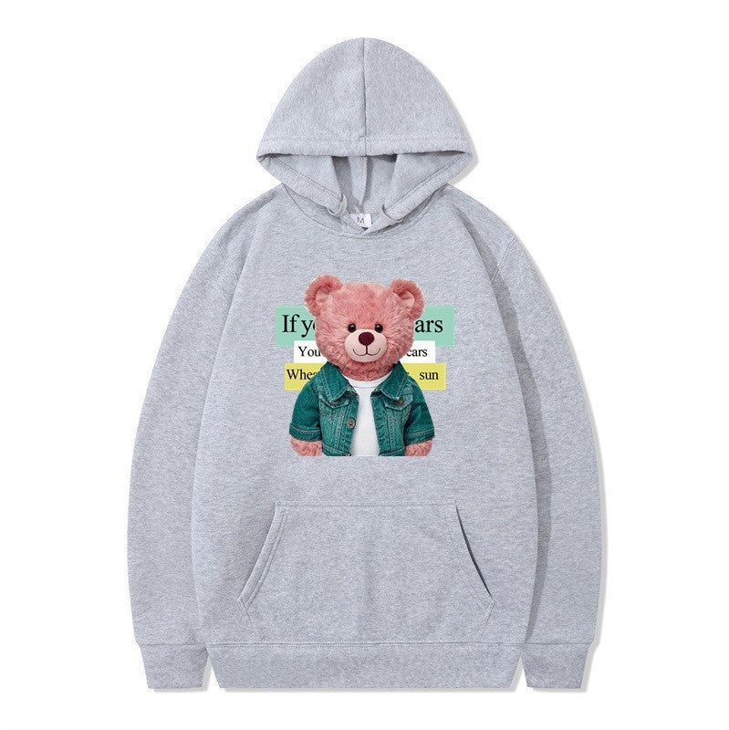 Women Hoodie med sødt bjørnemotiv Skovae