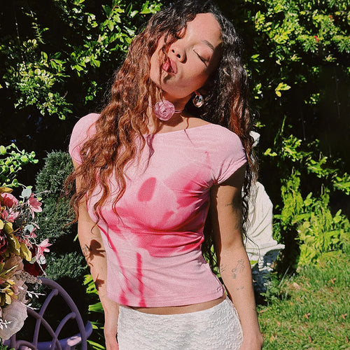 Dame Crop-Top med blomsterdesign Skovae