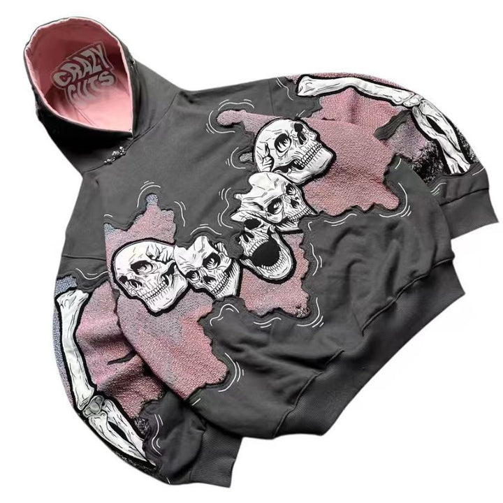 Kvinders hoodie med iøjnefaldende kraniumprint Stilla