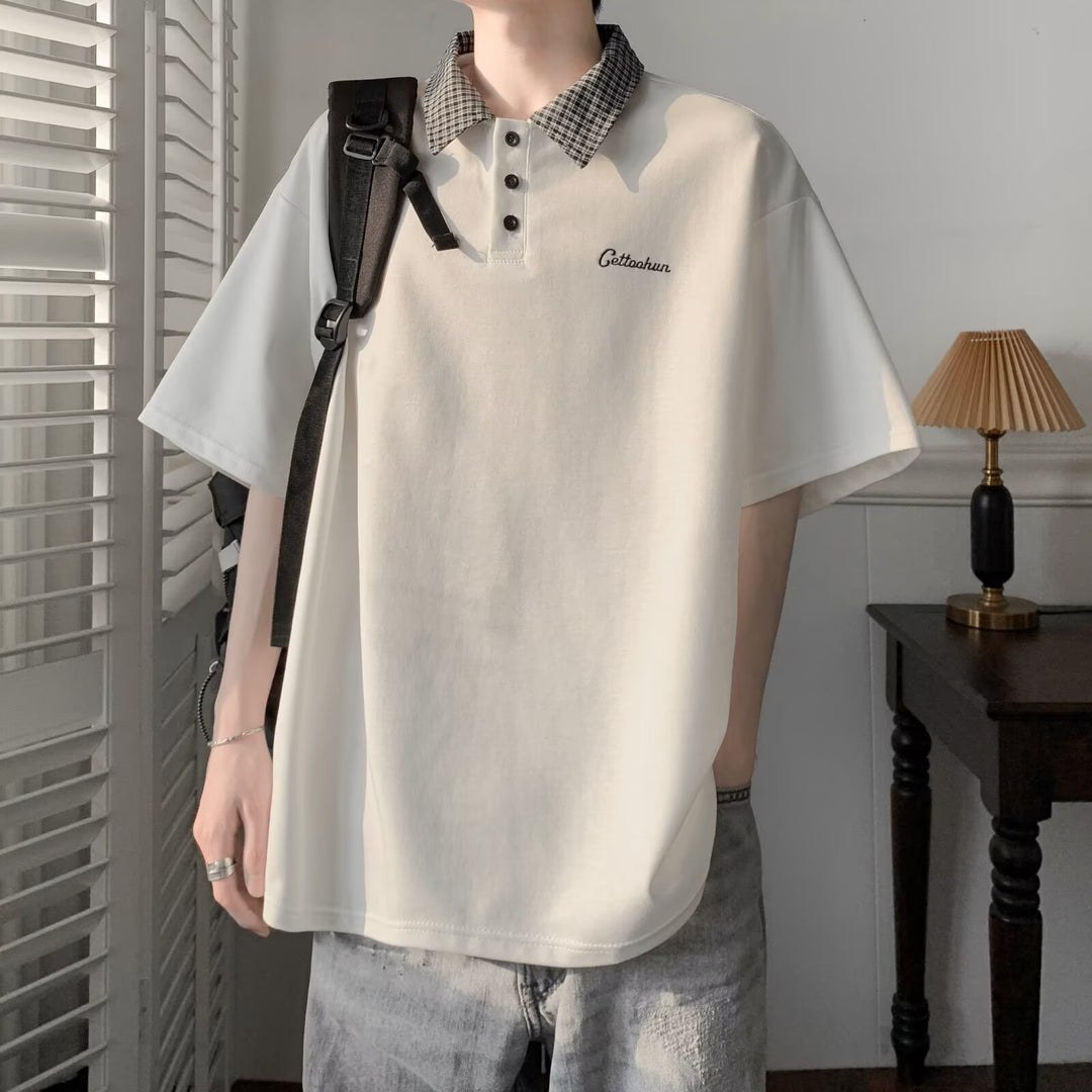Herrer Polo-Shirt med kontrastfarvet krave og afslappet snit Stilla