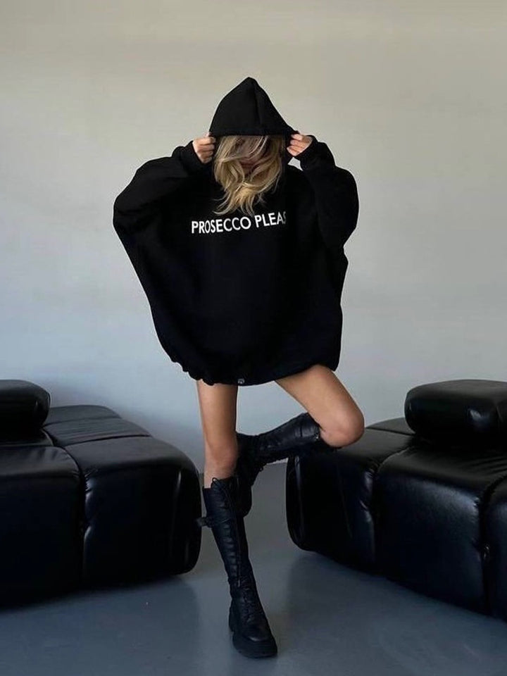 Kvinder Casual Oversized Hoodie med Snor og Ribbet Manchetter Skovae