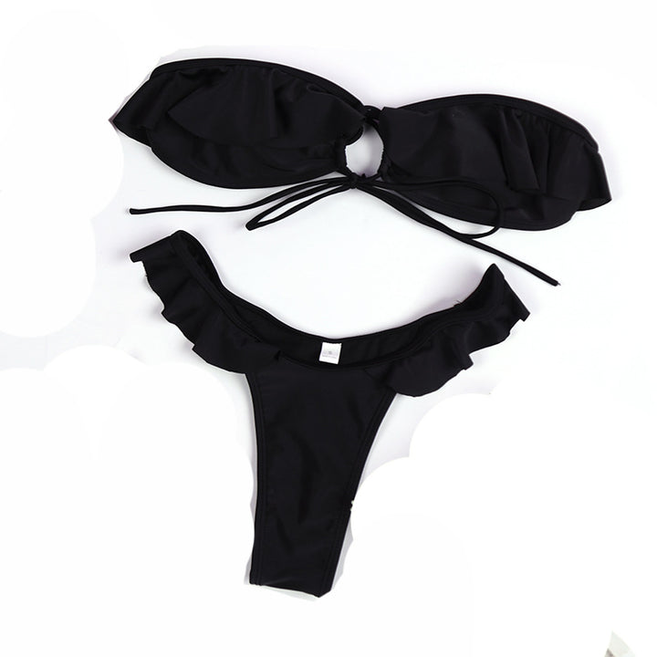 Dame bandeau-bikini-sæt med rynkedetaljer og justerbare stropper Stilla