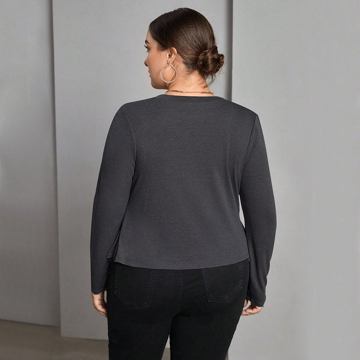 Dame asymmetrisk langærmet skjorte med elegant ruffles design Stilla