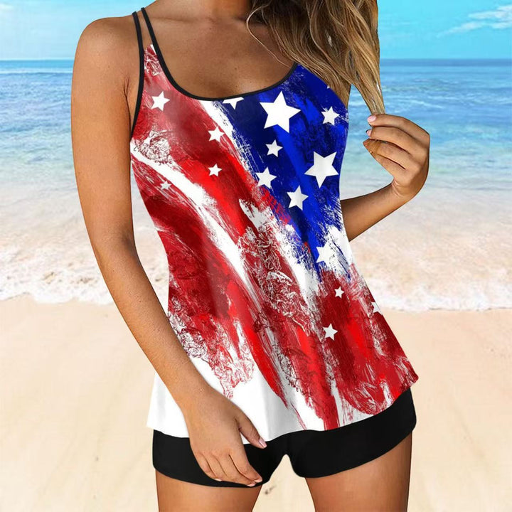 Dame Tankini-top med stribet design Skovae