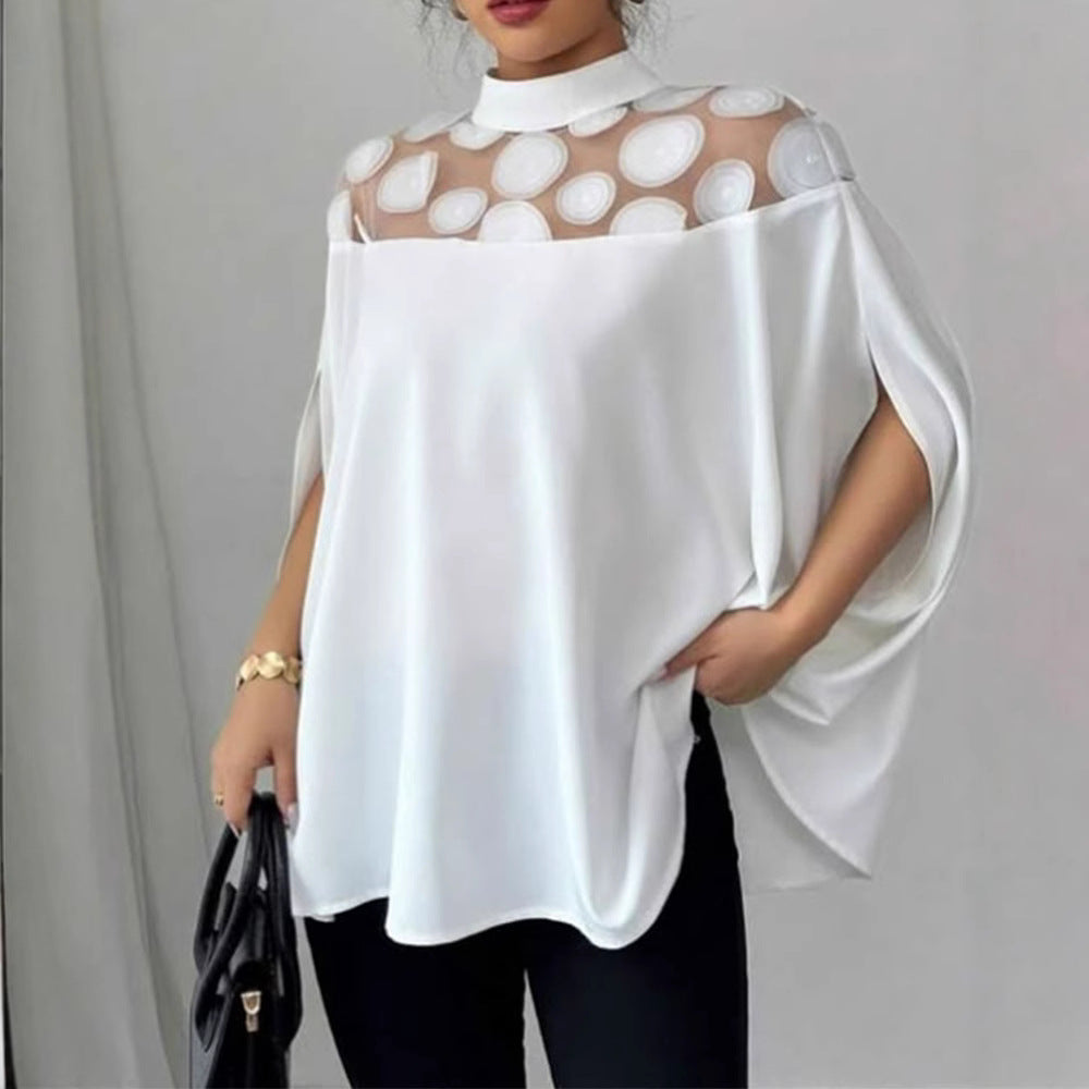 Damebluse med raffineret gennemsigtighed-design og flæseærmer Stilla