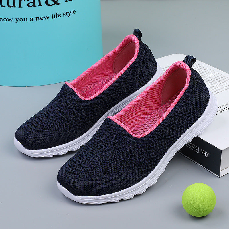 Damer nan lettere strikket slip-on sneakers med glimmertråde, elastisk indgang og fleksibel let sål Skovae