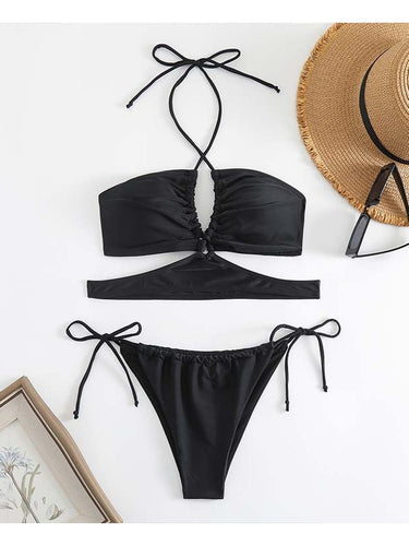 Dame Push-Up Bandeau Bikini Sæt Stilla