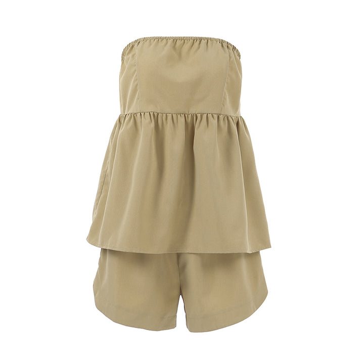 Dame strapless top med flydende snit og matchende bukser Stilla