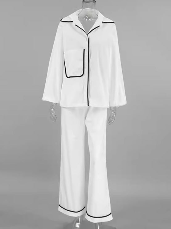 Dame Pyjama-Sæt i åndbart hør med elegante kontrastsyninger Stilla