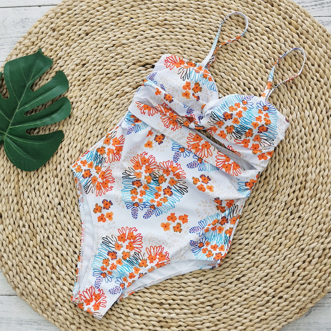 Dame Bikinisæt med blomster cut-out design og højtaljet trusser Stilla