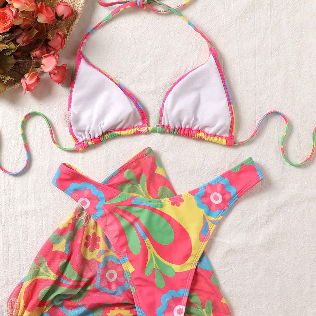Dame Bikini-sæt med blomsterdesign og kombineret nederdel Stilla