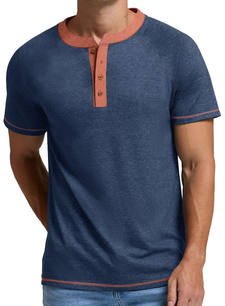Herre Casual Kortærmet Henley T-Shirt Stilla