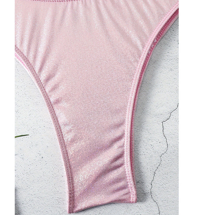 Dame Bandeau-bikini med raffineret rynkedesign og glitrende stof Stilla