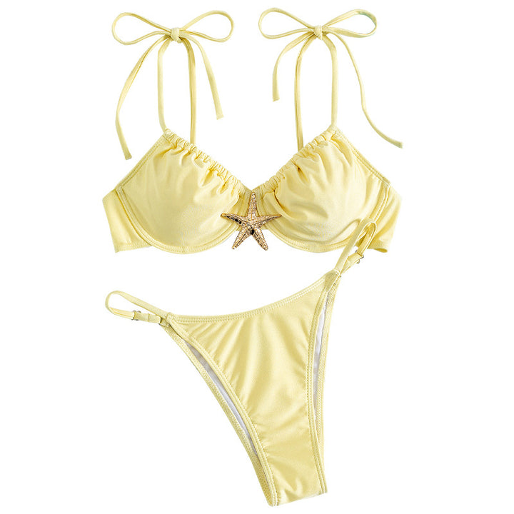 Dame Push-Up-Bikini med dekorativ muslinge lukning Skovae