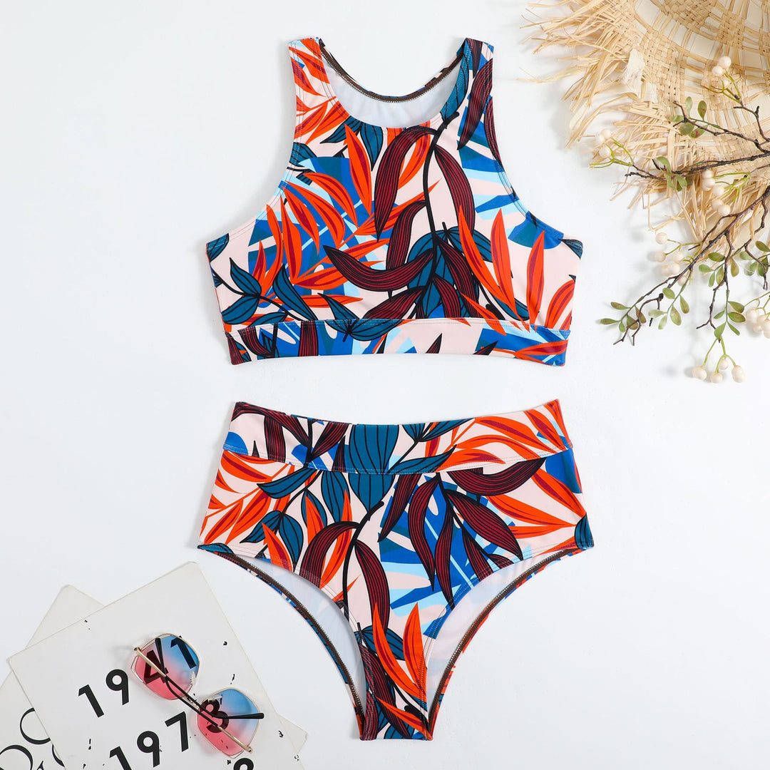 Dame Sporty Bikini-sæt med høj talje og komfortabel top Stilla