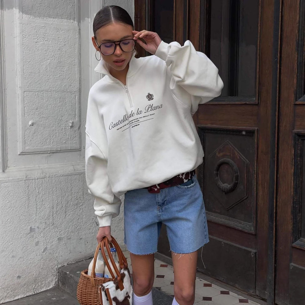 Kvinders sweatshirt med høj krave Stilla