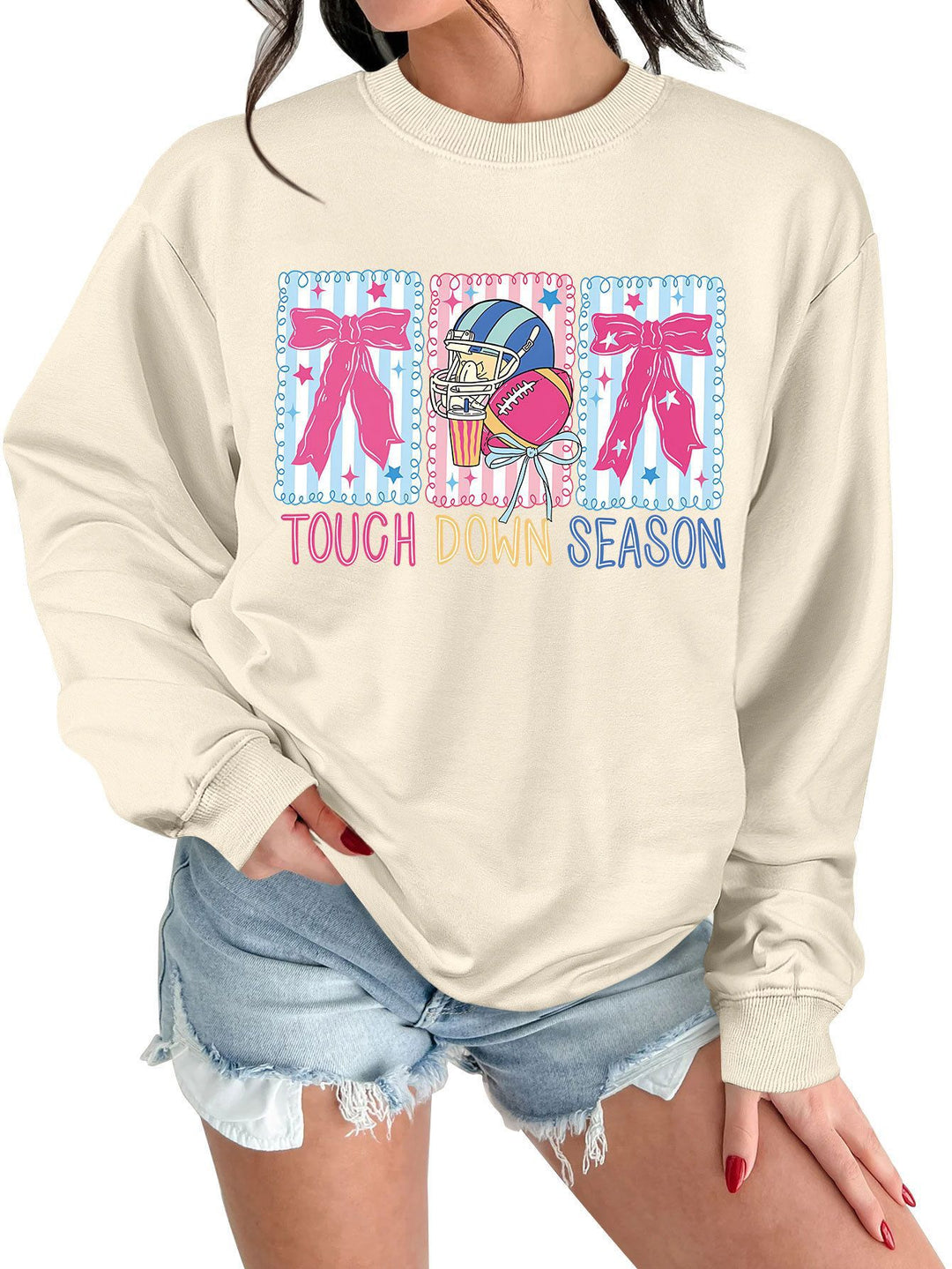 Kvinders sweatshirt med kreativ fodboldmotiv og afslappet snit Stilla