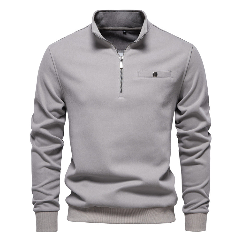 Herrer Fleece Pullover med hochwertig Halvlynlås og praktisk brystlomme Stilla
