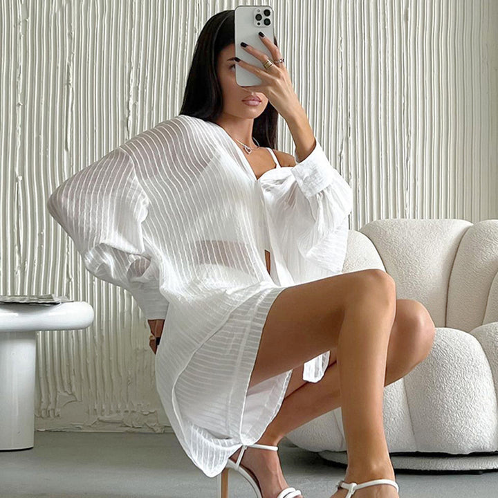 Dame legers Blusenshirt med brede shorts og minimalistiske detaljer Stilla