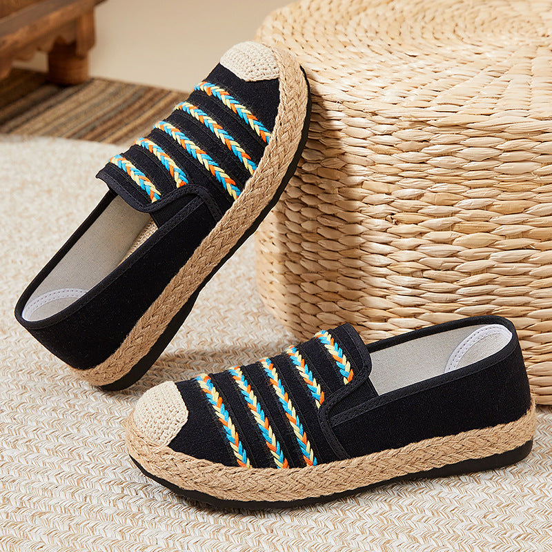 Dame Espadrilles med elastisk indslipning og flettet jute bund Stilla