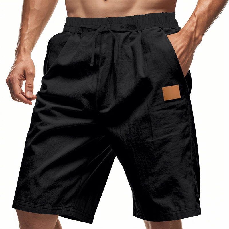 Herrer nano lette fritids-Bermudashorts med elastisk talje, snøre og diskret læderapplikation Skovae
