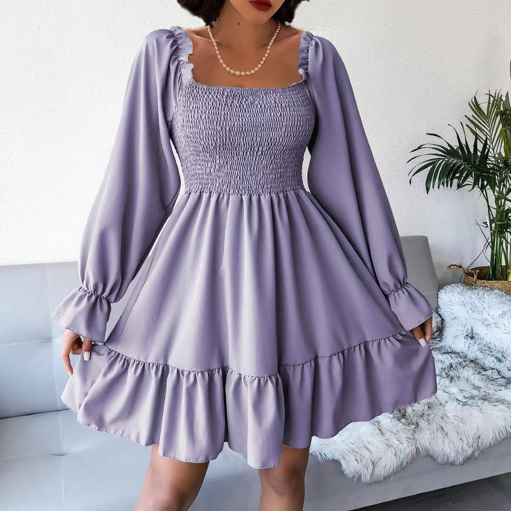 Dame Sommerligt Babydoll-kjole med flæsedetaljer og ballonærmer Stilla