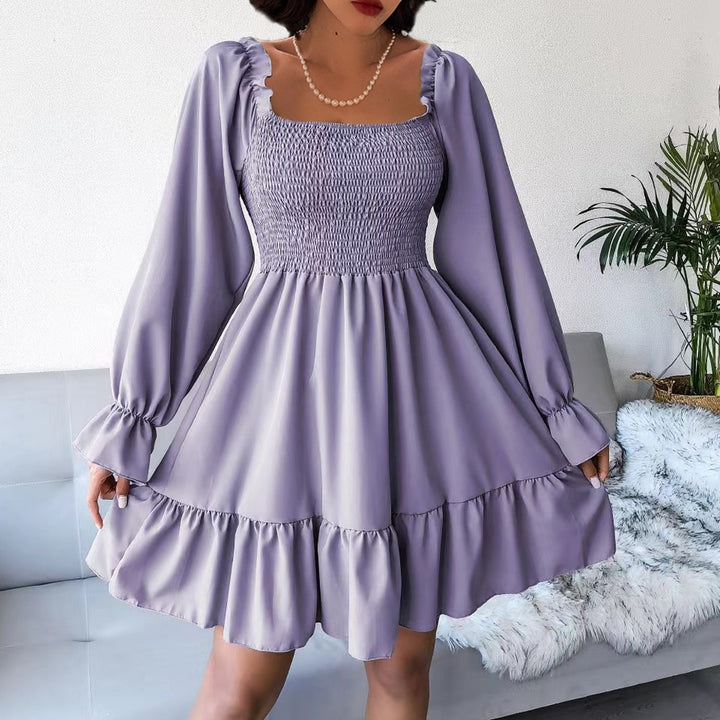 Dame Sommerligt Babydoll-kjole med flæsedetaljer og ballonærmer Stilla